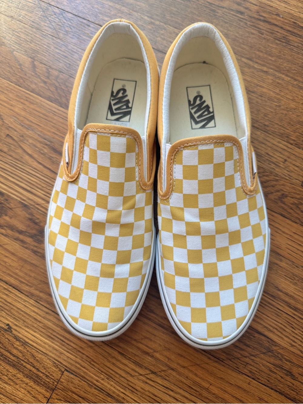 Vans Slip-On Checkerboard Sneakers - Yellow & White Mens 9.5 Womens 11